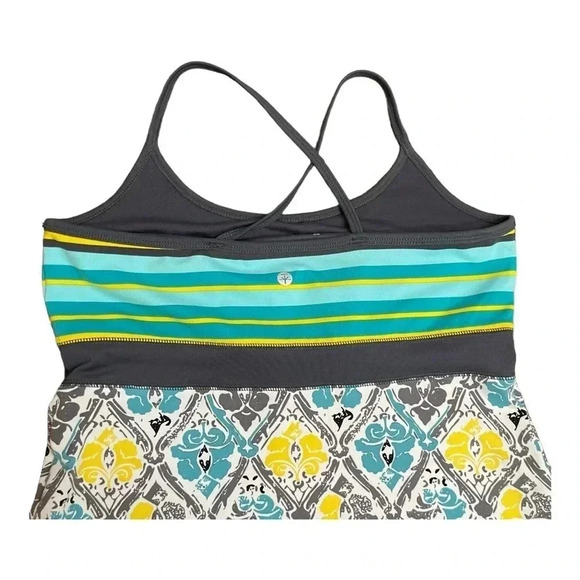 Soybu Yoga Exercise Athletic Dress Yellow Teal Strappy Back Womens size Medium - Picture 7 of 13